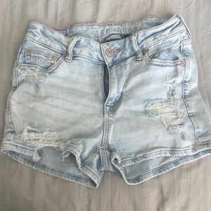 American Eagle Outfitters Faded Blue Ripped Jean Shorts